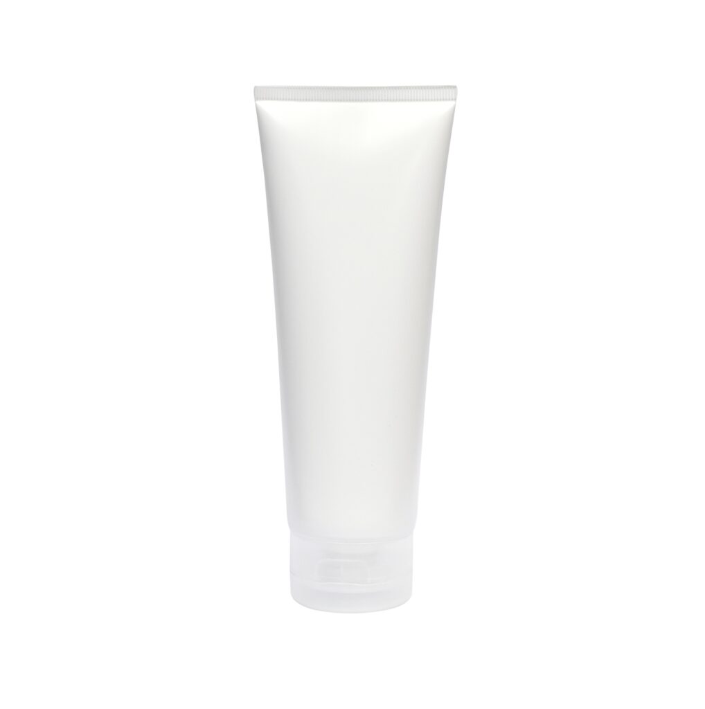 Blank white cosmetic tube pack of cream or gel