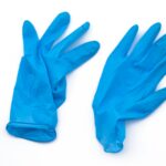 Covid-19 disposable contaminated gloves. Coronavirus latex plastic rubbish