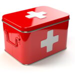 First aid kit isolated on white.