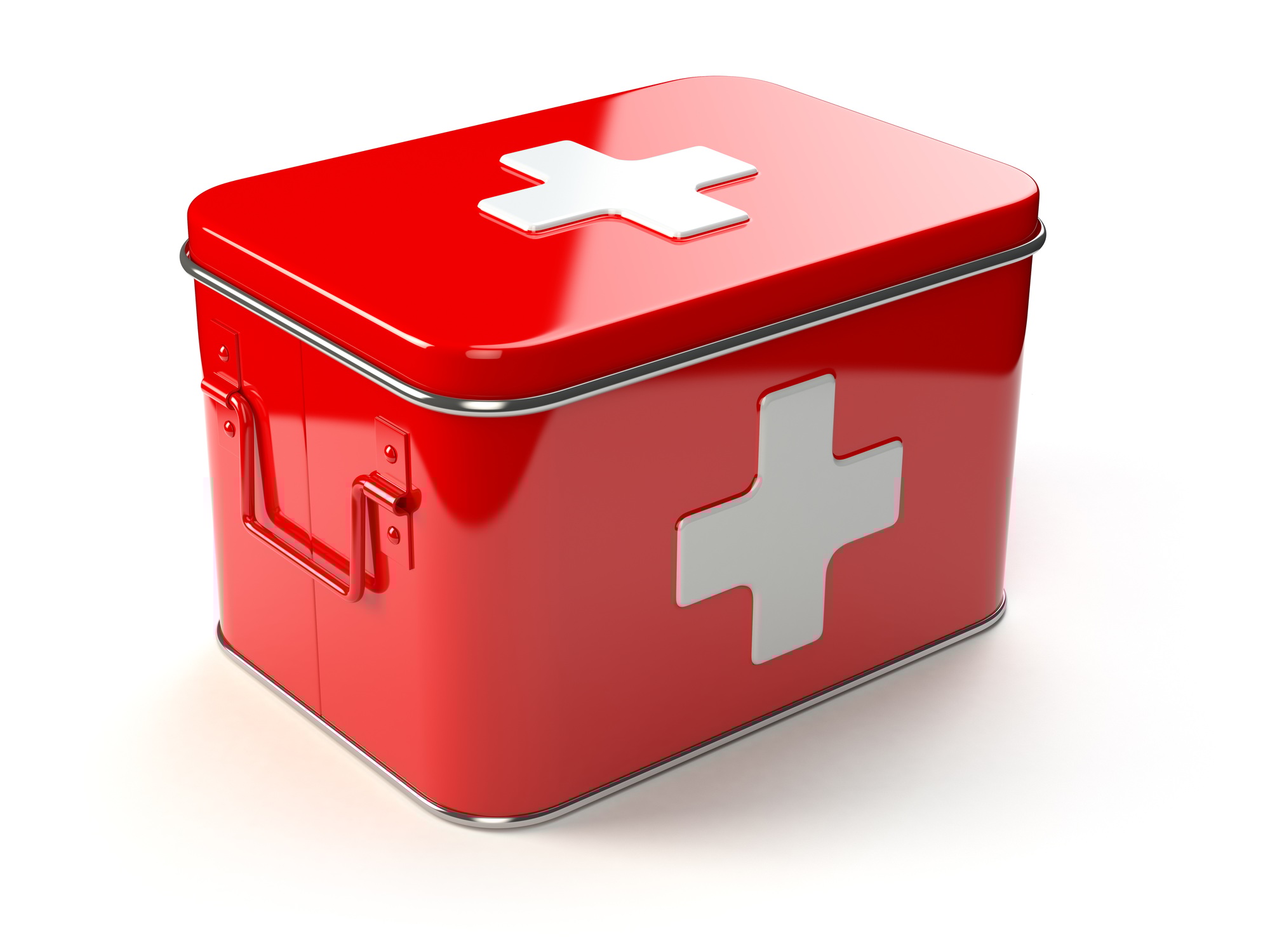 First aid kit isolated on white.